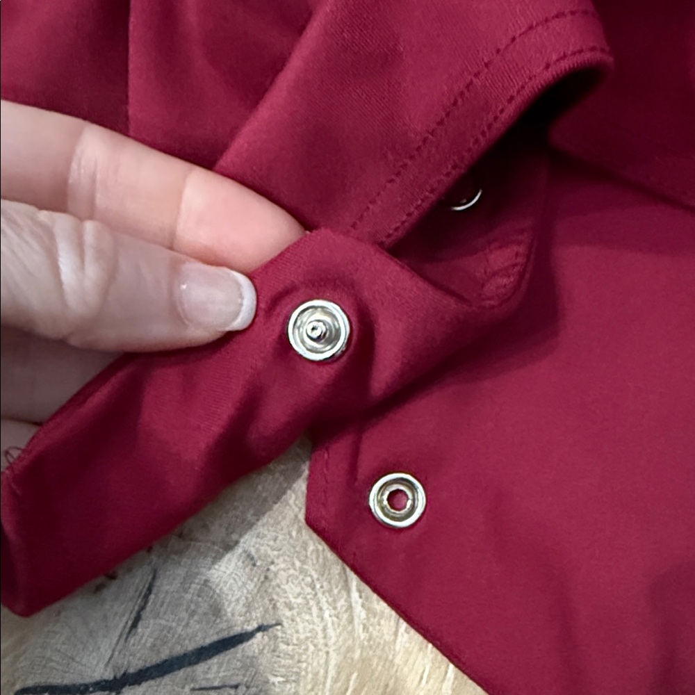 Kelle dance costume maroon Button-Up Top and Bottom Set - Picture 9 of 9